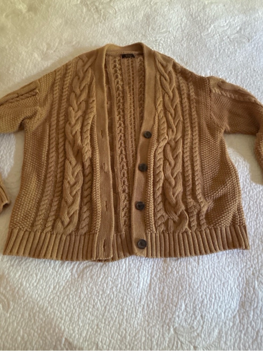 Quince Knit Cardigan in Camel Brown